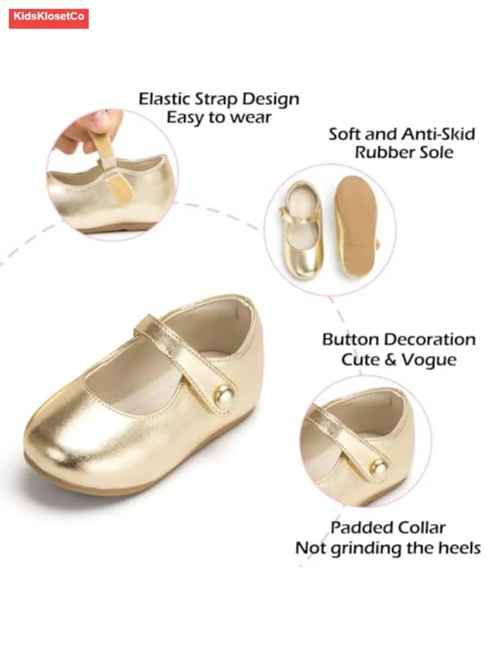 Toddler Glitter Dress Shoes Ballet Flats with Bow Wedding Party